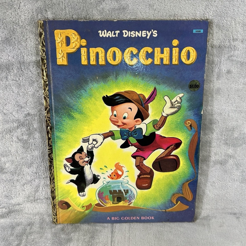 Walt Disney Pinocchio Big Golden Book 1979 Vintage Hardcover Illustrated Kids
